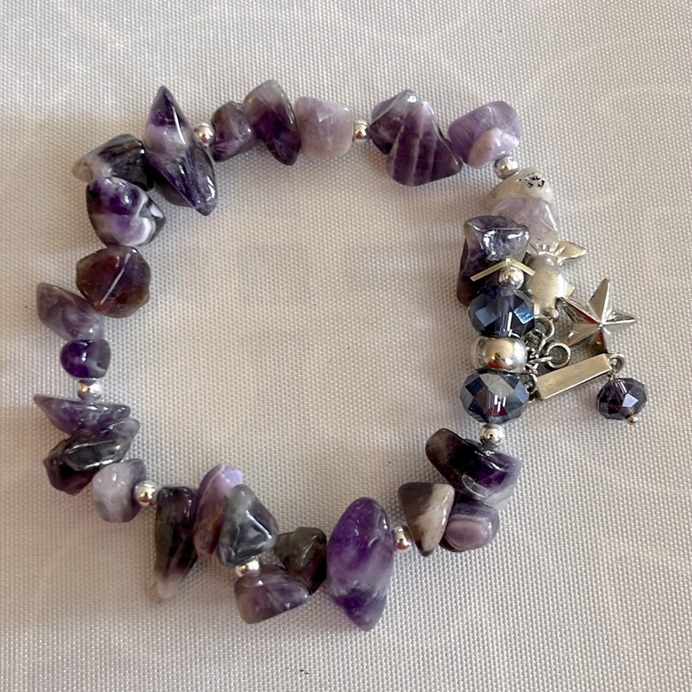 amethyst bracelet 8” unstretched charms star stingray
